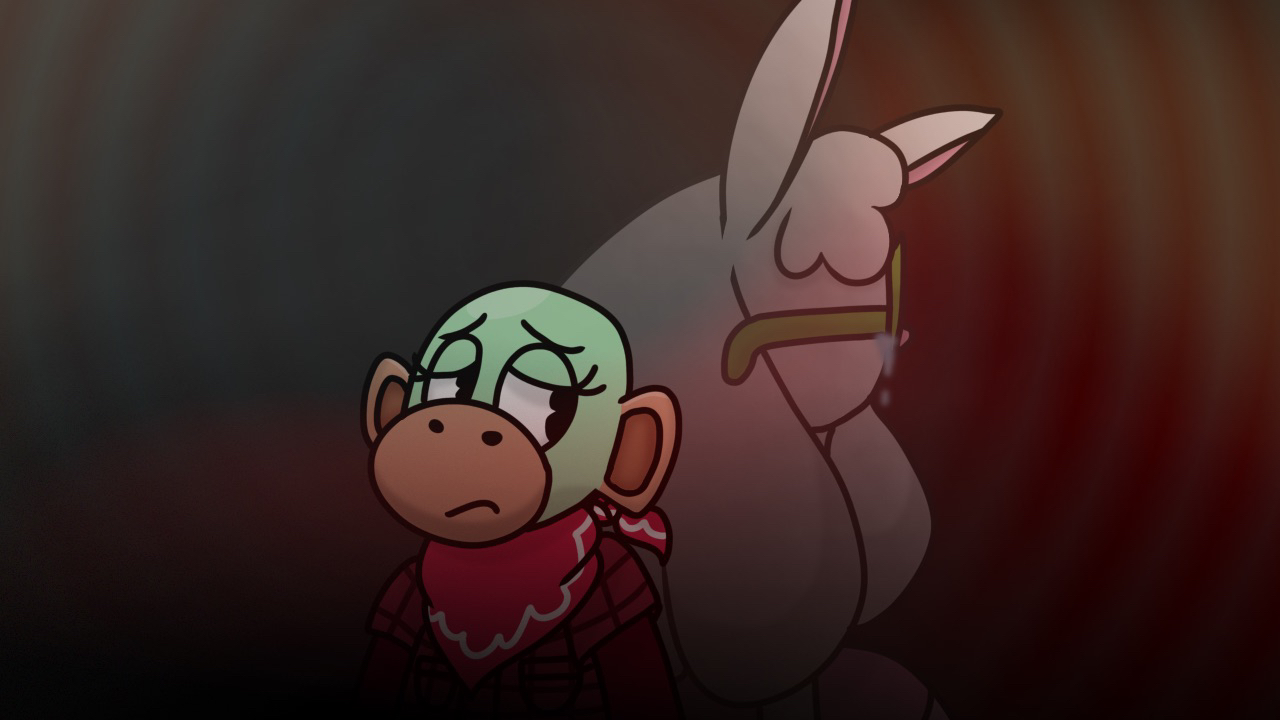 Lady Gwen, with her alternative self, Elena Gearloose, in the background.